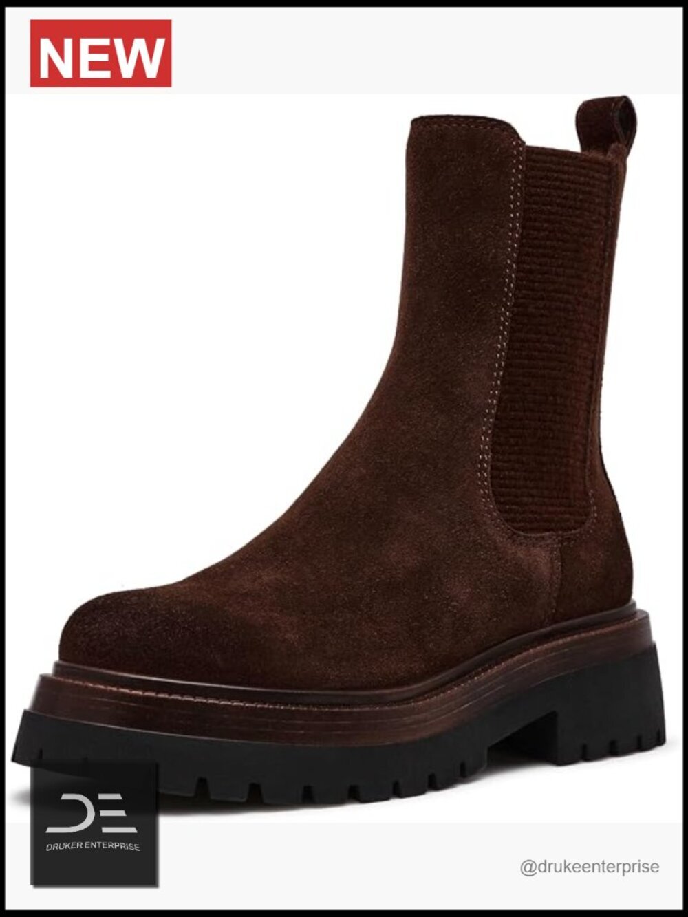 Suede Chelsea Bootie with Platform Lug Sole
